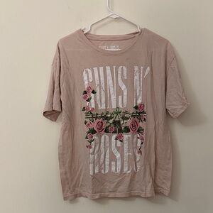 Guns N Roses Pink Graphic T-Shirt with Floral Design